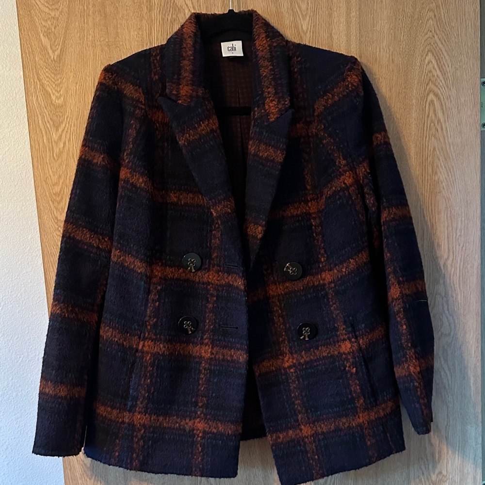 CAbi Blue and Orange Plaid Blazer
